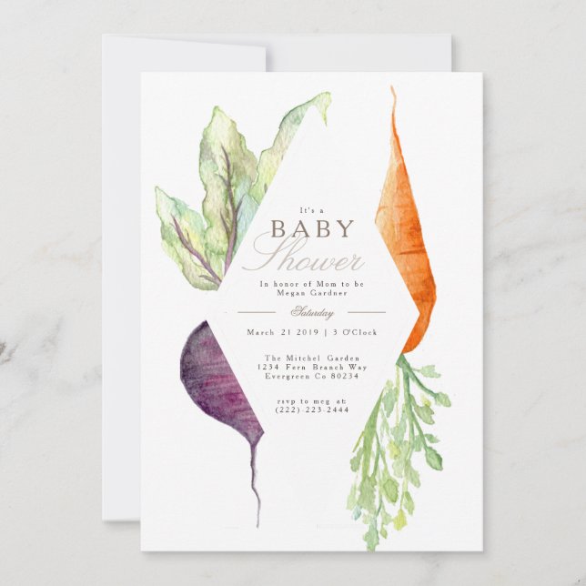 Whimsical Veggie Patch Baby Shower | Bete och moro Inbjudningar (Framsida)