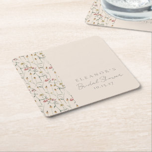 Whimsical Vildblomma Blommig Anpassad Bröllopsdusc Underlägg Papper Kvadrat
