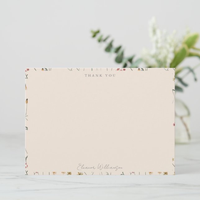 Whimsical Vildblomma Blommig Boho Bebis Shower Nam Tack Kort (Stående Fram)