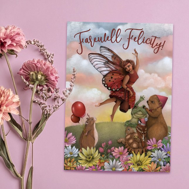 Whimsical Vildblomma Fe och Djur Farväl Kort (Skapare uppladdad)