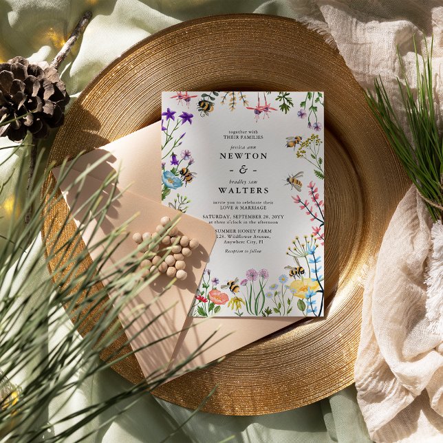 Whimsical Vildblomma Trädgård Sommar Boho Bröllop Inbjudningar (Skapare uppladdad)