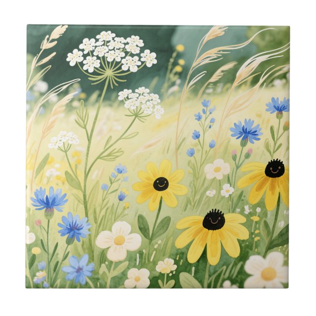 Whimsical Vildblomsäng  Kakelplatta (Framsidan)