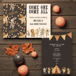 Whimsical Vintage Circus Birthday  Invitation Inbjudningar