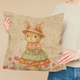 Whimsical Vintage Easter Bunny Pillow Kudde