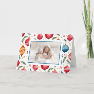 Whimsical Vintage jul Ornaments Foto Helgkort