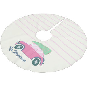 Whimsical Vintage Julgran Bil Personlig Julgransmatta Borstad Polyester