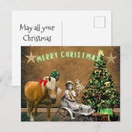 Whimsical Vintage Julönskningar Postkort Helg Vykort