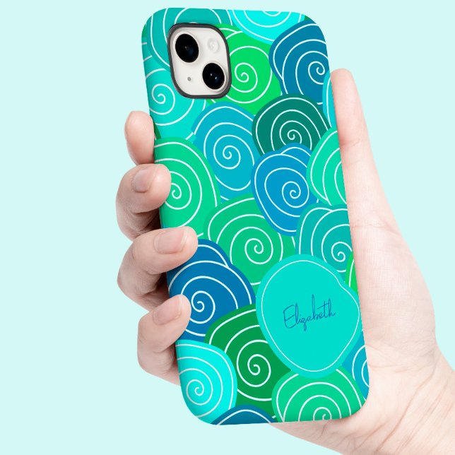 Whimsical Vintage Söt Blå Grön Mönster Anpassad (Whimsical Vintage Cute Blue Green Pattern Custom Case-Mate iPhone Case
)