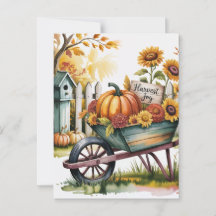Whimsical Vintage Wheelbarrow of Fall Harvest