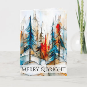 Whimsical vinter skog jul helgkort