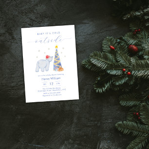 Whimsical vinter skog Polar Björn Baby Shower Inbjudningar