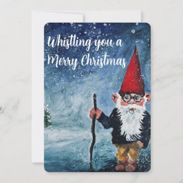 Whimsical Visslande Jul Tomte ingen bild Julkort