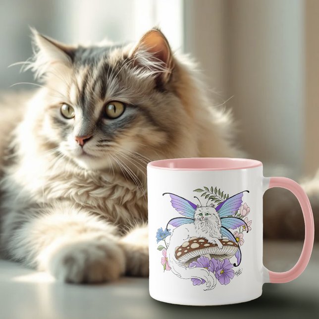 Whimsical Vit Fäcat Blå Svamp Fantasi Mugg (Skapare uppladdad)