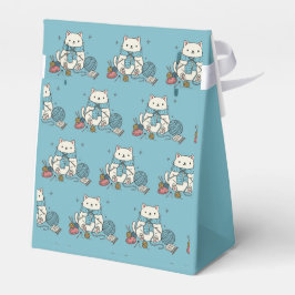 Whimsical Vit Katt Stickning Hobby Grafisk Design Presentaskar