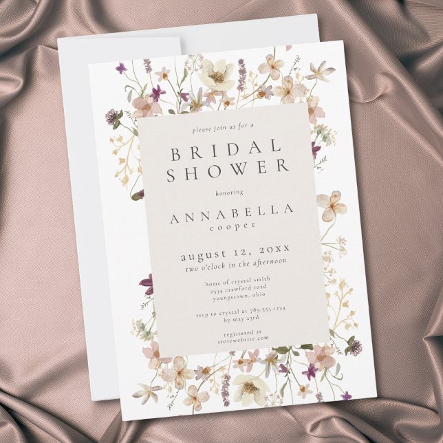 Whimsical Vit Vildblomma Bröllopsdusch Inbjudningar (Whimsical White Wildflower Floral Bridal Shower Invitation)