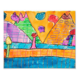 Whimsical Volcano Ligcape 8x10 Skriv ut Fototryck