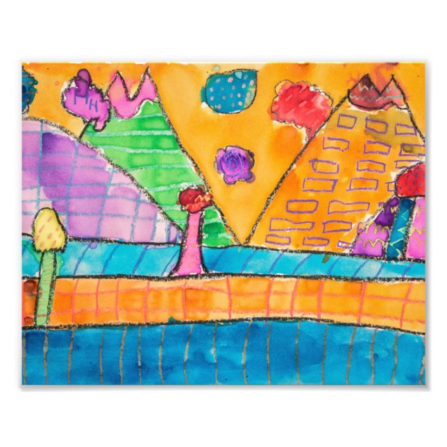 Whimsical Volcano Ligcape 8x10 Skriv ut Fototryck (Framsidan)