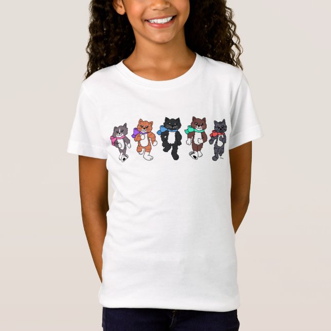 Whimsical Walking Cats T Shirt (Framsida)