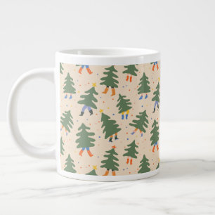 Whimsical Walking Julgranar Mönster Jumbo Mugg
