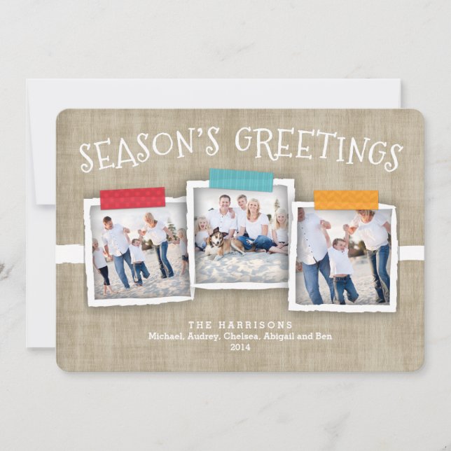 Whimsical Washi Tape Photo Season's Hälsning Inbjudningar (Framsida)