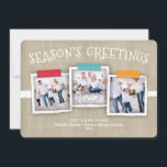 Whimsical Washi Tape Photo Season's Hälsning Inbjudningar<br><div class="desc">En kollage med tre bilder av din familj finns i den här vackra, roligt designen som innehåller en struktur-lappeffekt och festivt mönstrad tvätttejp som tittar inslag i rött, teal och guld (som alla är en del av den tryckta utformningen och inte av faktisk kopiering eller tejp). Vitaktig typografi på framsidan...</div>