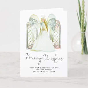 Whimsical Watercolor Angel God jul-skript Helgkort