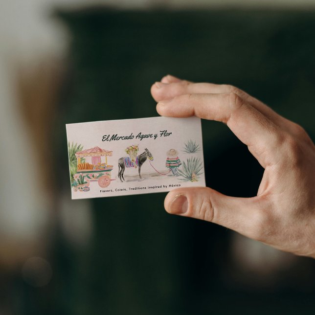 Whimsical Watercolor Åsna & Marknad | Söt QR  Visitkort (Skapare uppladdad)
