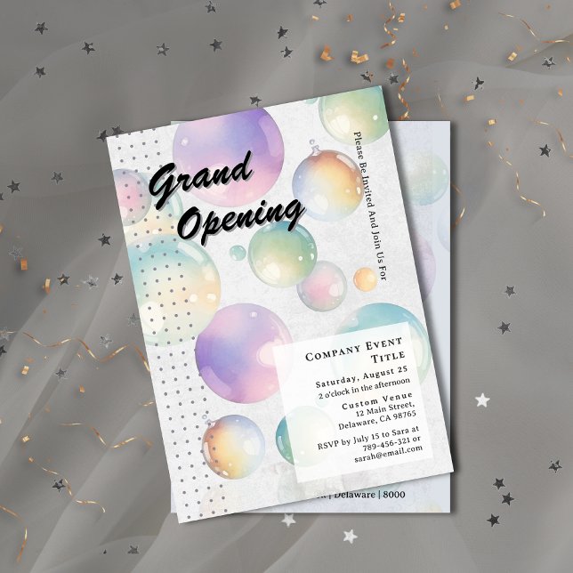 Whimsical Watercolor Aura Bubble Grand Open Inbjudningar (Whimsical Watercolor Aura Bubble Grand Opening Invitation)