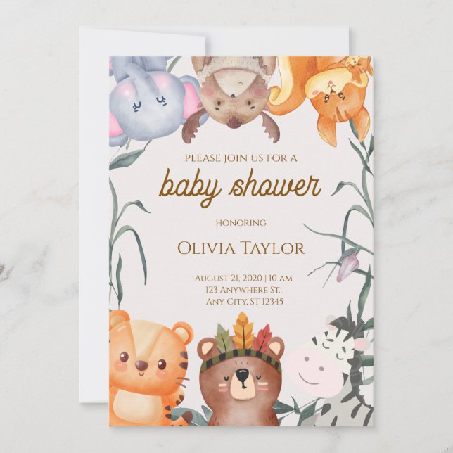 Whimsical Watercolor Baby Shower Invitation Inbjudningar (Framsida)
