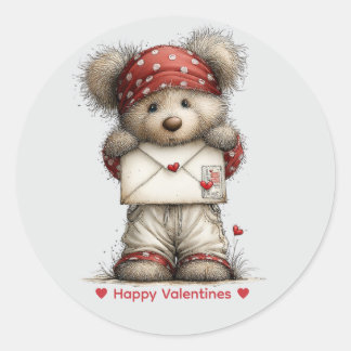 Whimsical Watercolor Bear Love Sticker Runt Klistermärke
