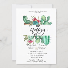 Whimsical Watercolor Cactus Wedding bjudande Inbjudningar