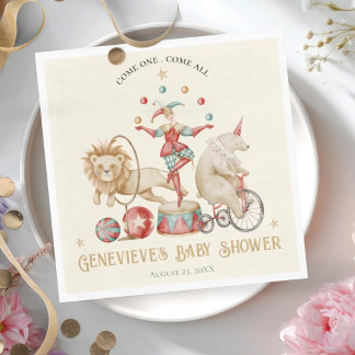 Whimsical Watercolor Circus Carnival Baby Shower Pappersservett