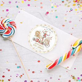 Whimsical Watercolor Circus Carnival Baby Shower Runt Klistermärke