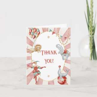 Whimsical Watercolor Circus Carnival Baby Shower Tack Kort