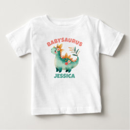 Whimsical Watercolor Dino Dinosaur Babysaurus Namn T Shirt
