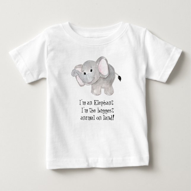 Whimsical Watercolor Elephant T Shirt (Framsida)