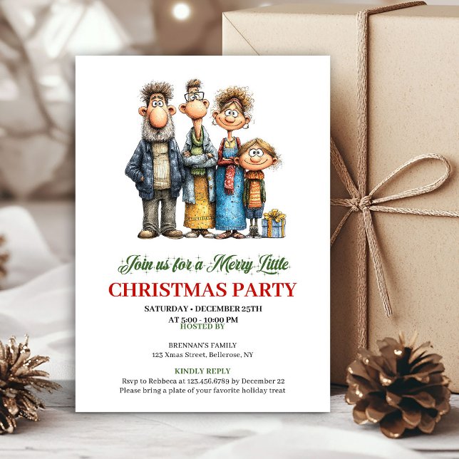 Whimsical Watercolor Familj Julfest Inbjudan (Whimsical Watercolor Family Christmas Party Invite)