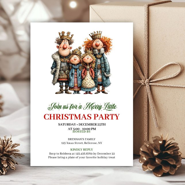Whimsical Watercolor Family Festive Party Invite Inbjudningar (Whimsical Watercolor Family Festive Party Invite)