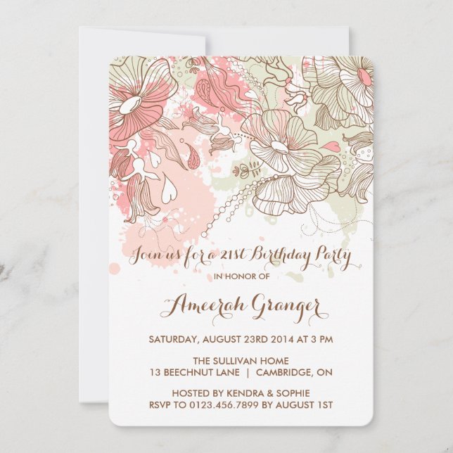Whimsical Watercolor Flowers Birthday-inbjudan Inbjudningar (Framsida)