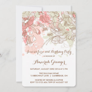 Whimsical Watercolor Flowers Birthday-inbjudan Inbjudningar