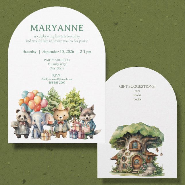 Whimsical Watercolor Forest Birthday Invitation Inbjudningar (Skapare uppladdad)