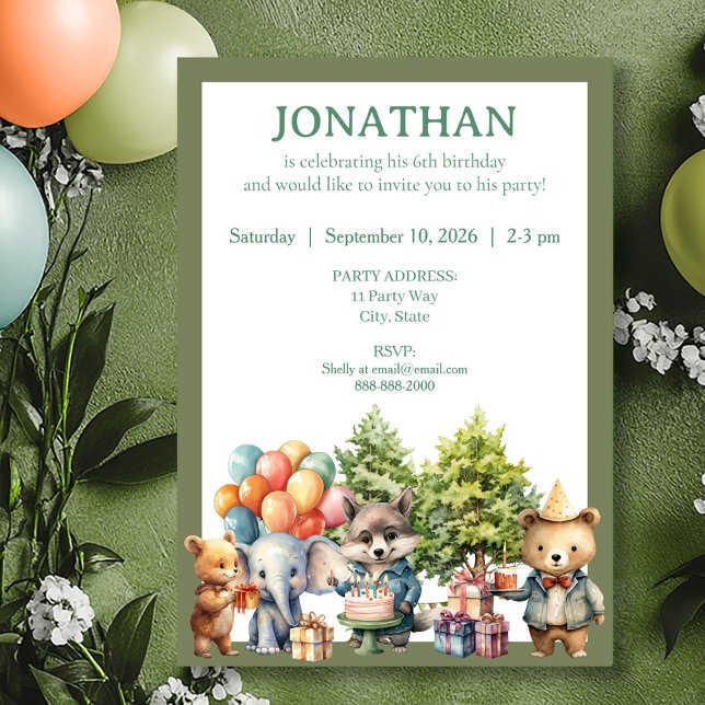 Whimsical Watercolor Forest Birthday Invitation Inbjudningar (Skapare uppladdad)