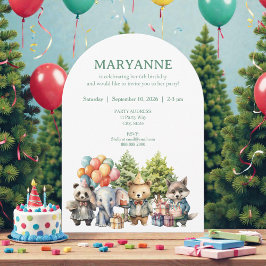 Whimsical Watercolor Forest Birthday Invitation Inbjudningar