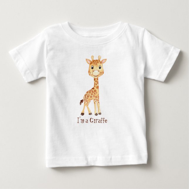 Whimsical Watercolor Giraffe T Shirt (Framsida)
