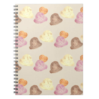 Whimsical Watercolor Ice Cream Scoops Notebook Anteckningsbok