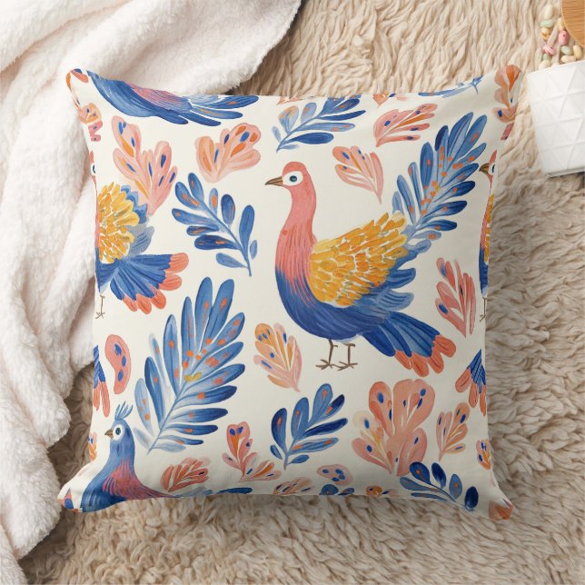 Whimsical Watercolor Kalkon – Höst Thanksgiving 2 Kudde (Filt)