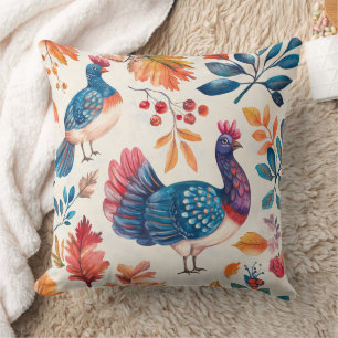 Whimsical Watercolor Kalkon – Höst Thanksgiving 3 Kudde