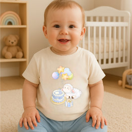Whimsical Watercolor Lamm Födelsedag T-shirt för s