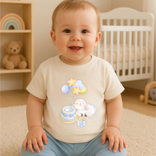 Whimsical Watercolor Lamm Födelsedag T-shirt för s (Skapare uppladdad)