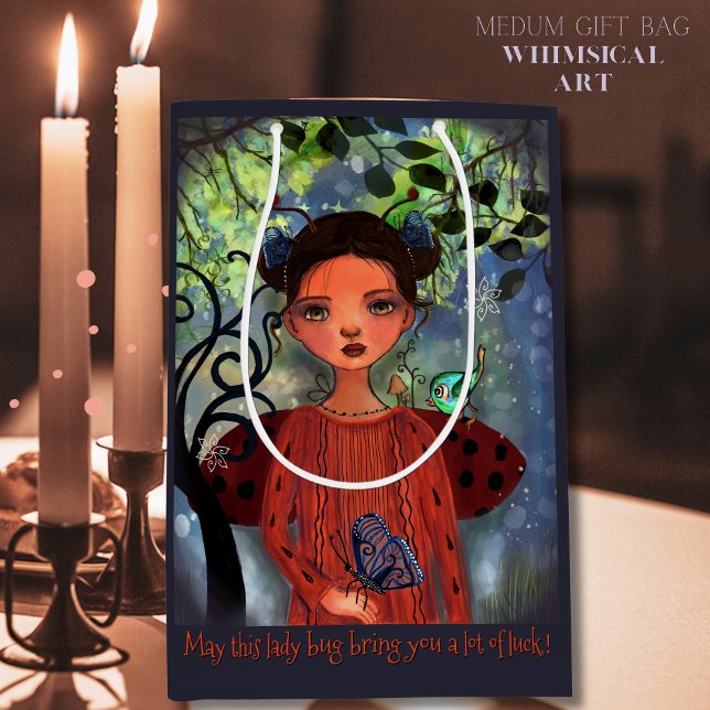 Whimsical Watercolor Lucky Ladybug Gift Bag (Whimsical Watercolor Lucky Ladybug Gift Bag)